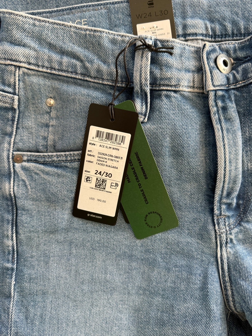 G-Star Raw Women's Ace Slim Jeans NWT Size 24 - Picture 8 of 10